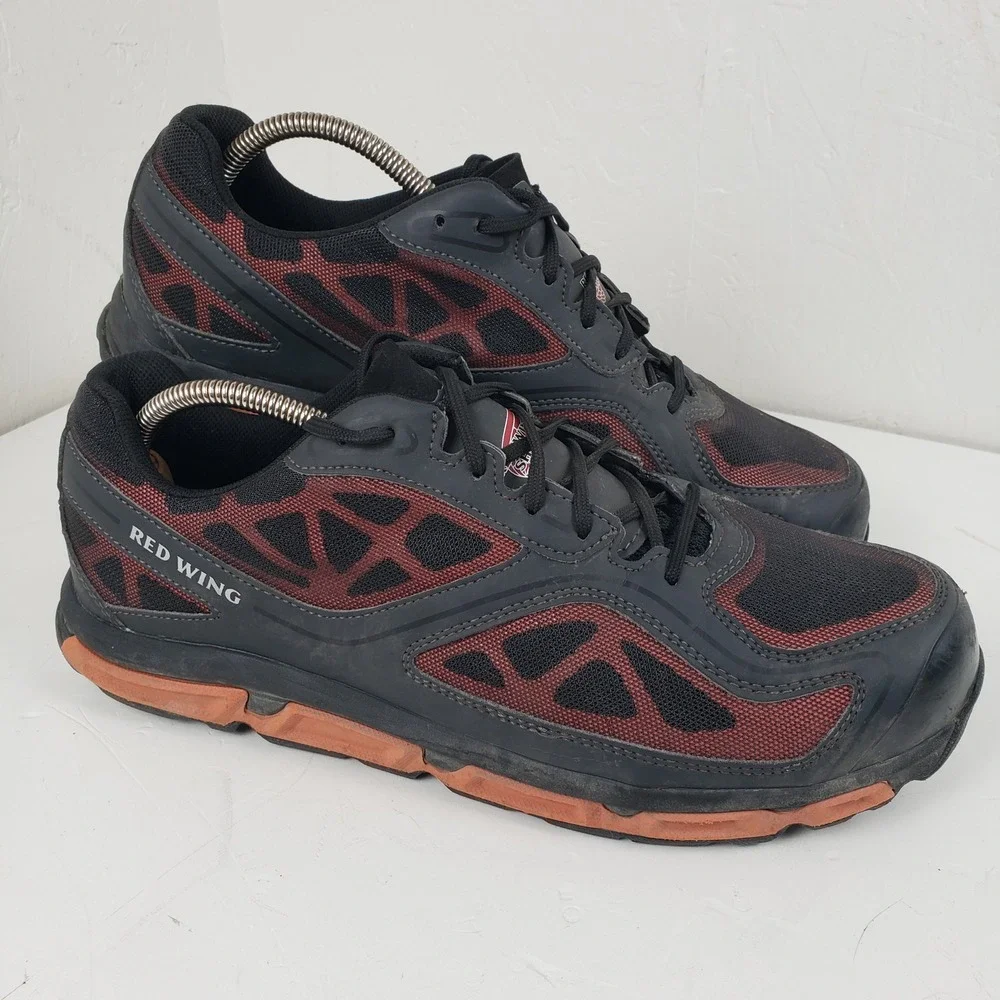 Red Wing Athletics 6338 Mens 12 D Black Red Safety Toe Work Shoes